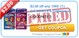 $2.00 off any ONE (1) GOODNITES Underwear