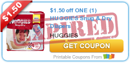 $1.50 off ONE (1) HUGGIES Snug & Dry Diapers