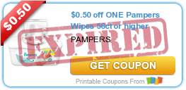 $0.50 off ONE Pampers Wipes 56ct or higher